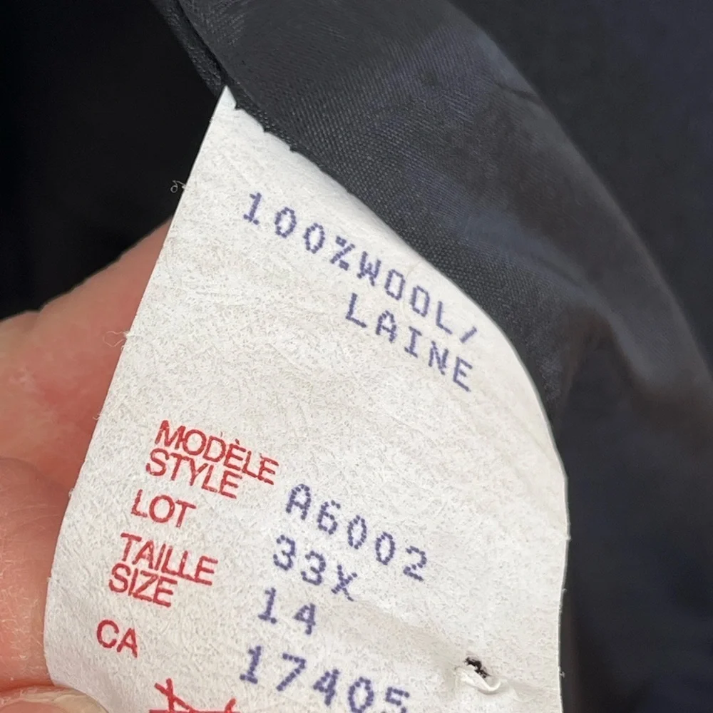 Women’s vintage 100% wool oversized navy blue Blazer size 14 - Picture 3 of 5